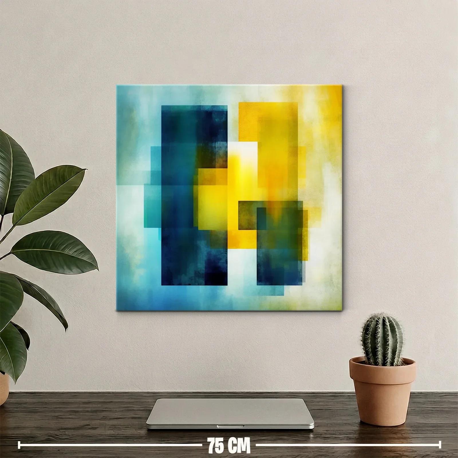 Composición abstracta con tonos azules y amarillos vibrantes — miniatura 2
