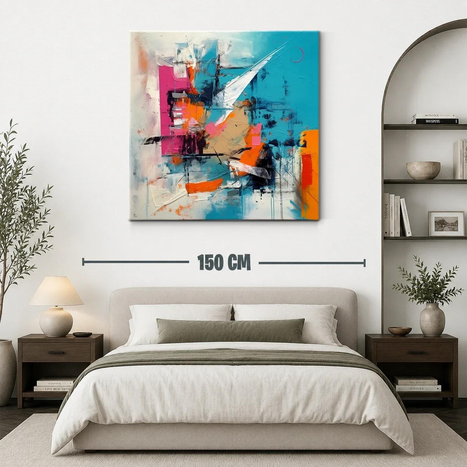 Composición abstracta con vibrantes tonos turquesa y naranja — miniatura 3