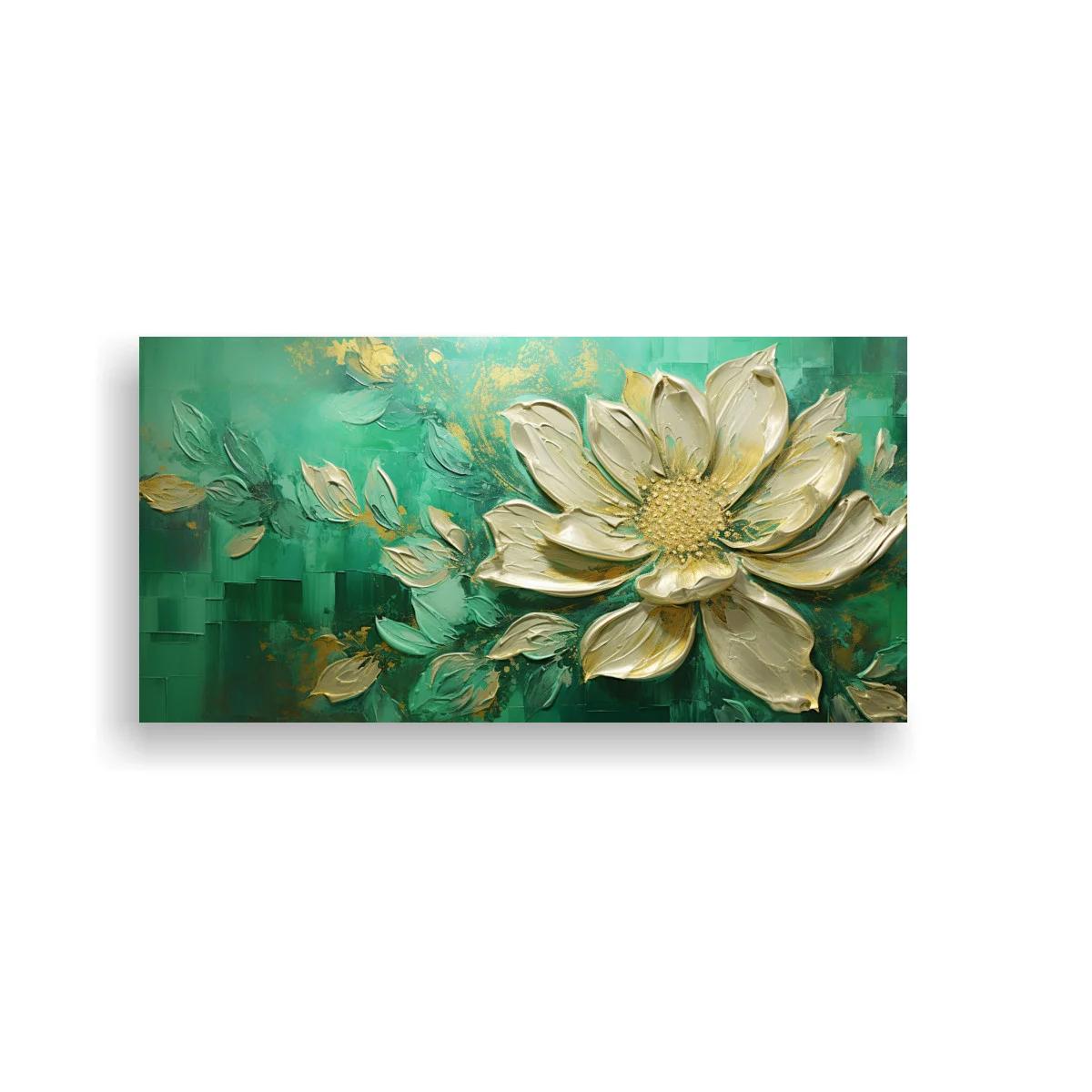 Cuadro flor de loto blanca con centro amarillo texturizado — imagen principal