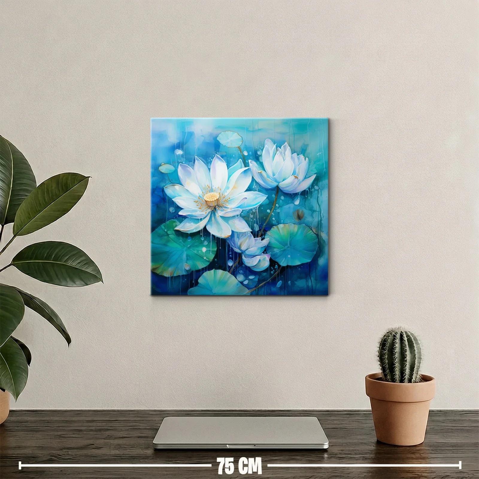 Elegancia de flores blancas sobre fondo azul profundo — miniatura 2