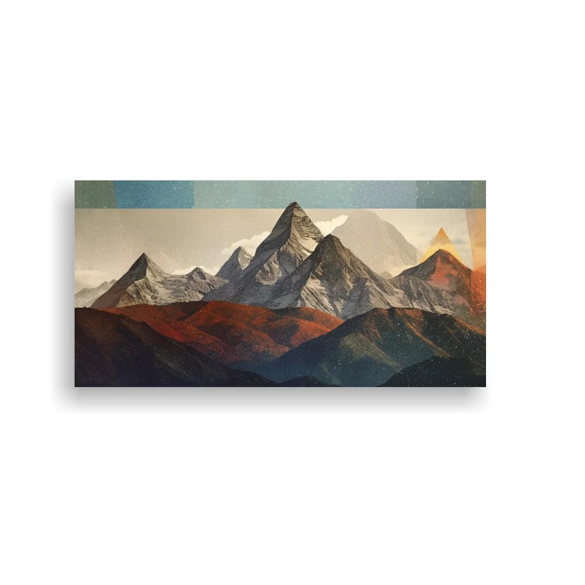 Cuadro cordillera de montañas con cumbres puntiagudas