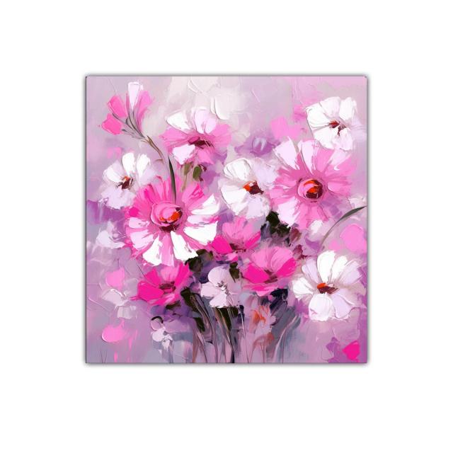 Cuadro decorativo con flores en tonos rosas y blancos