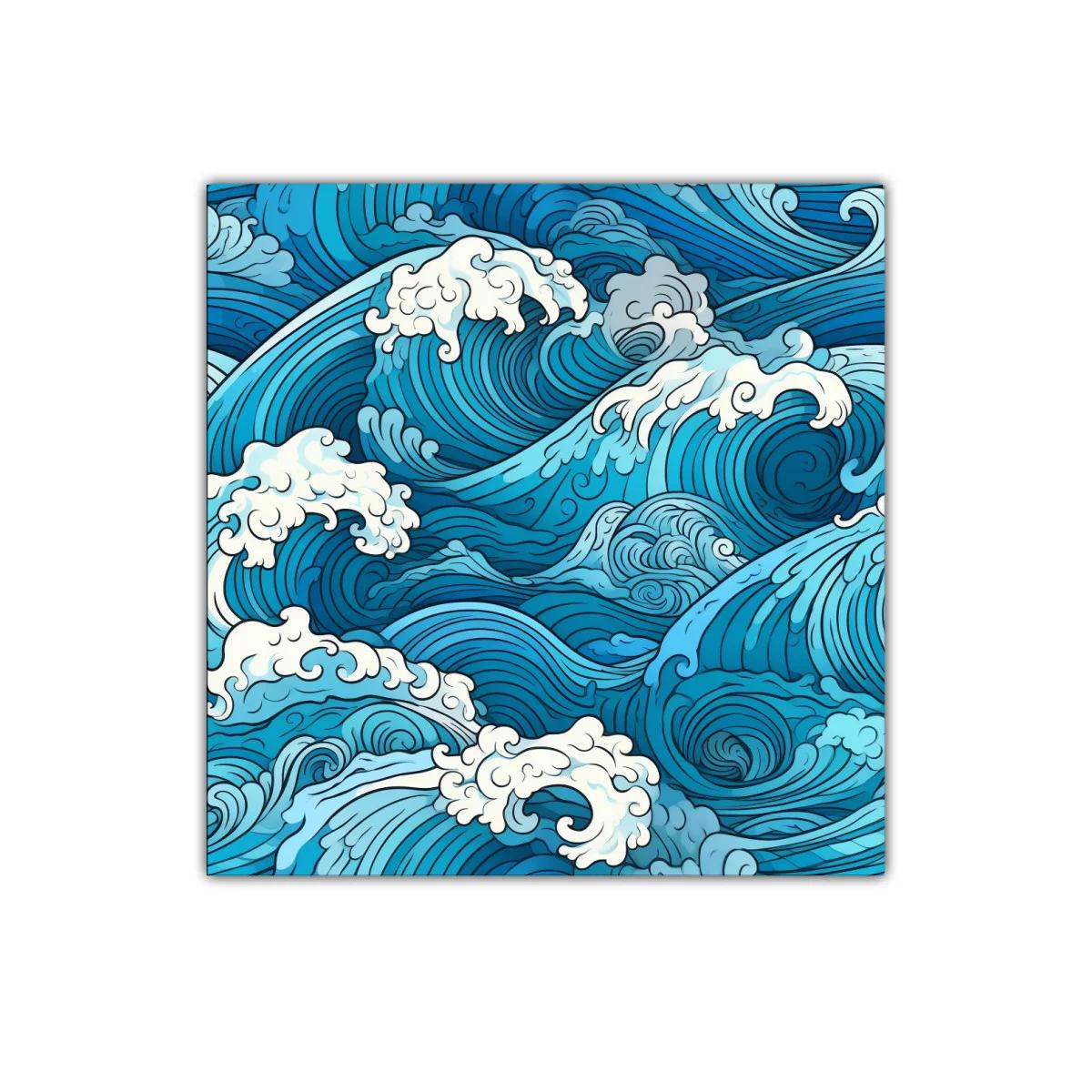 Cuadro decorativo con diseño de olas marinas estilizadas