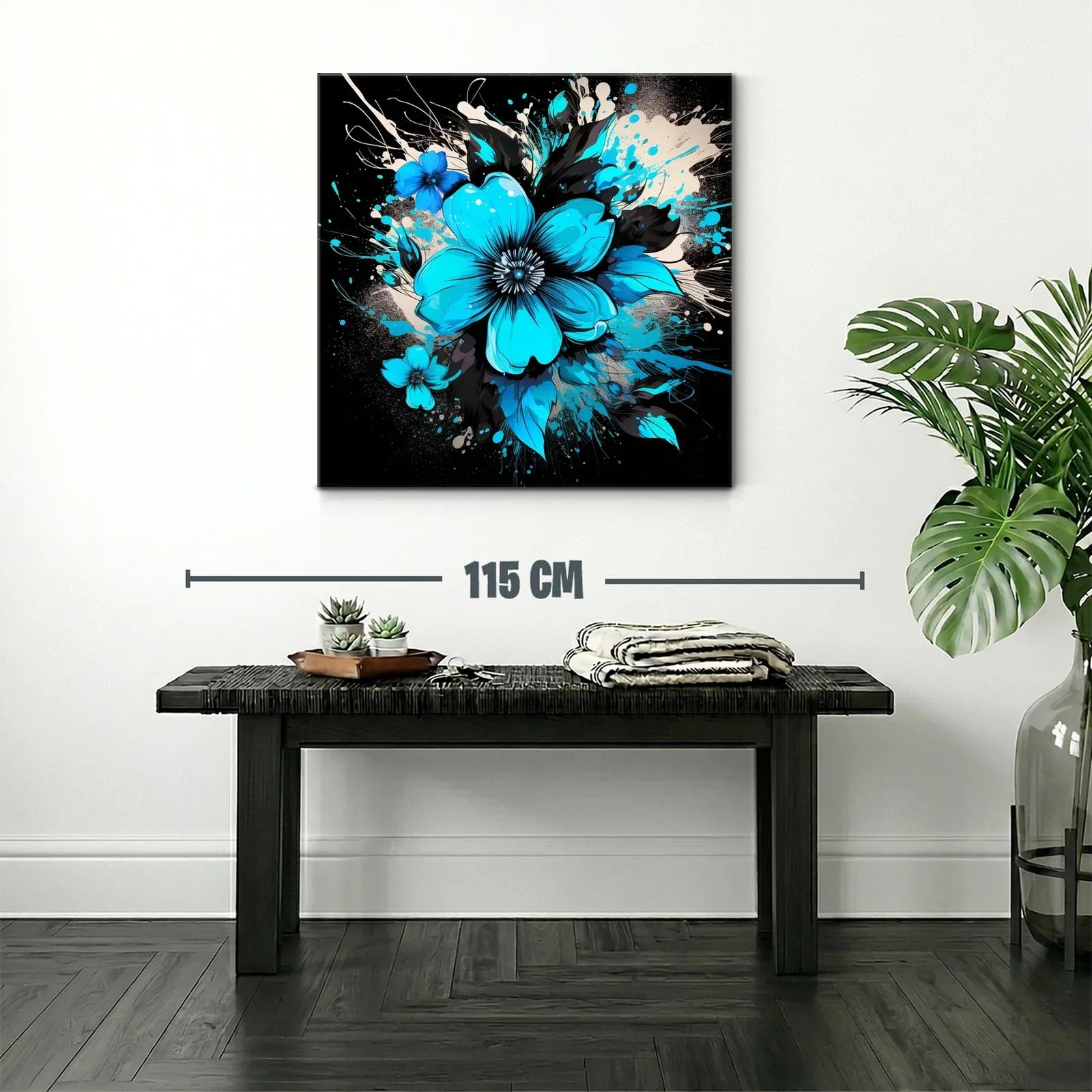 Floral azul vibrante con fondo oscuro y contrastes intensos — miniatura 2