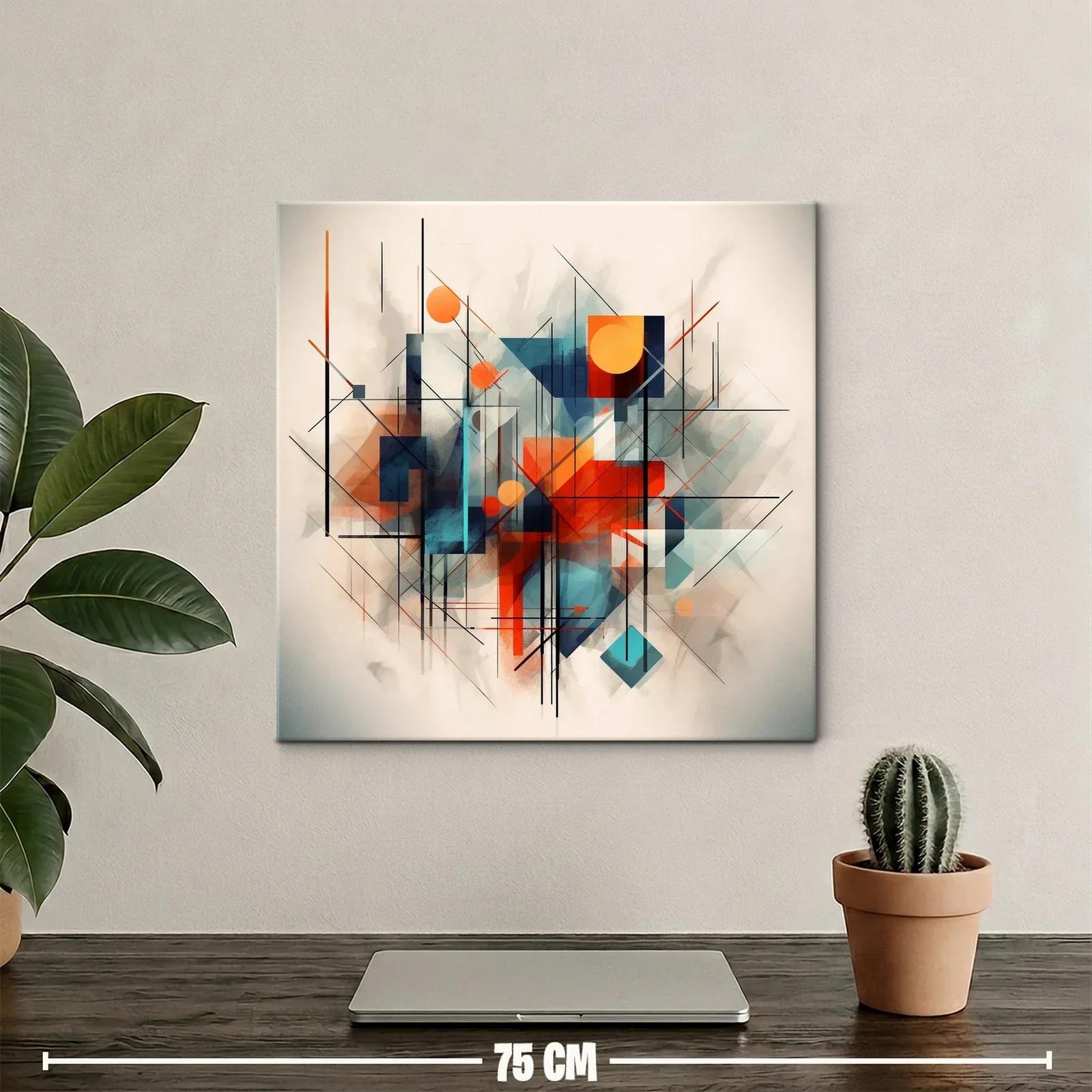 Composición geométrica con tonos cálidos y fríos vibrantes — miniatura 2