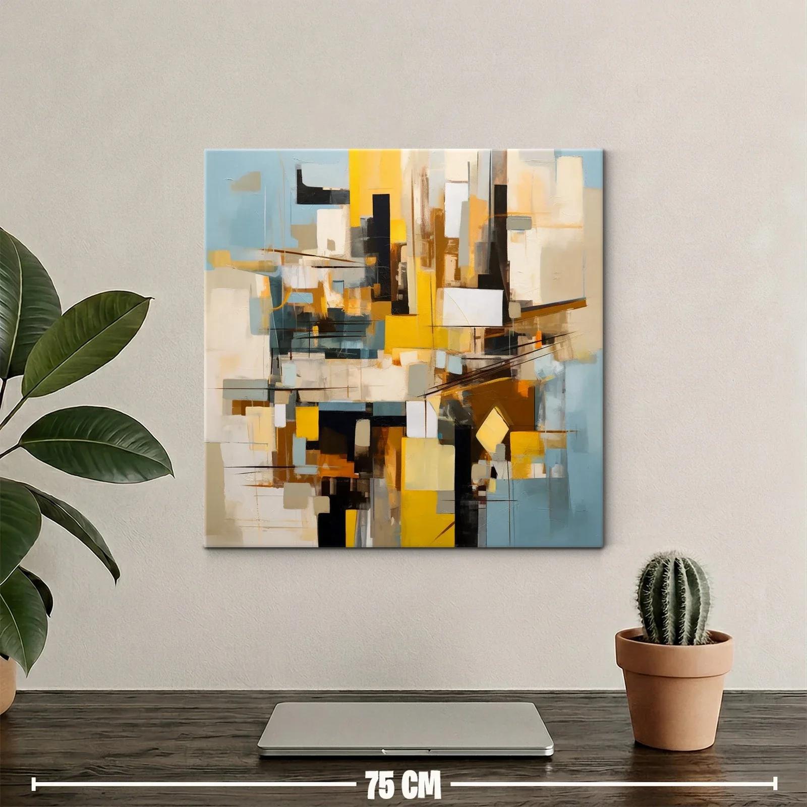 Cuadro abstracto con tonos cálidos y formas geométricas — miniatura 2