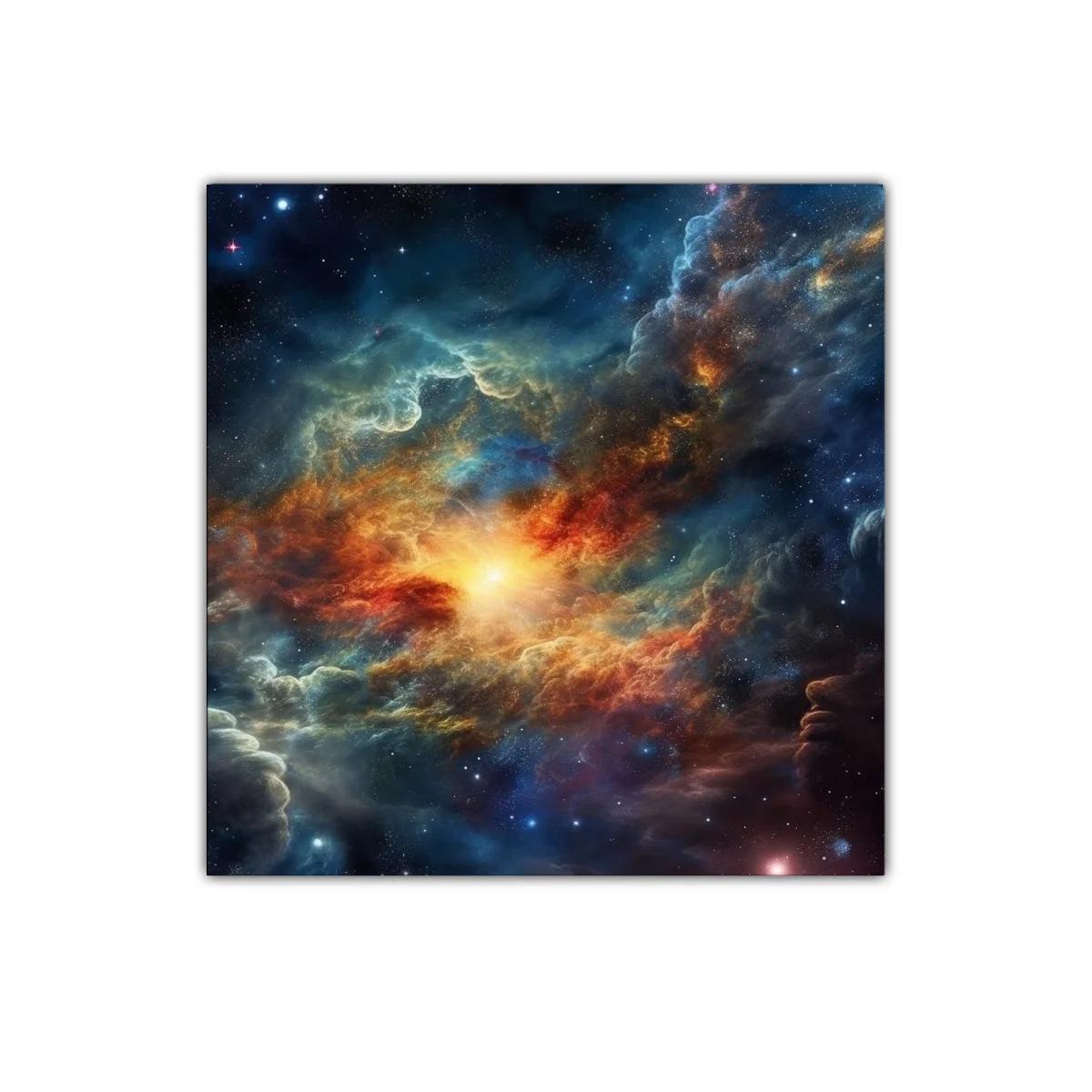 Cuadro galaxia cósmica con luz vibrante al centro — imagen principal