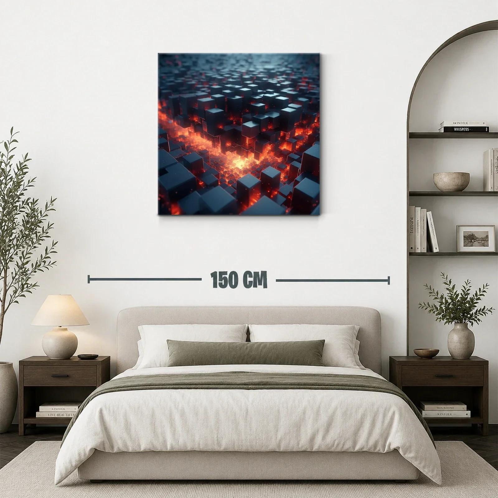 Cuadro urbano futurista con luces de lava incandescentes — miniatura 3