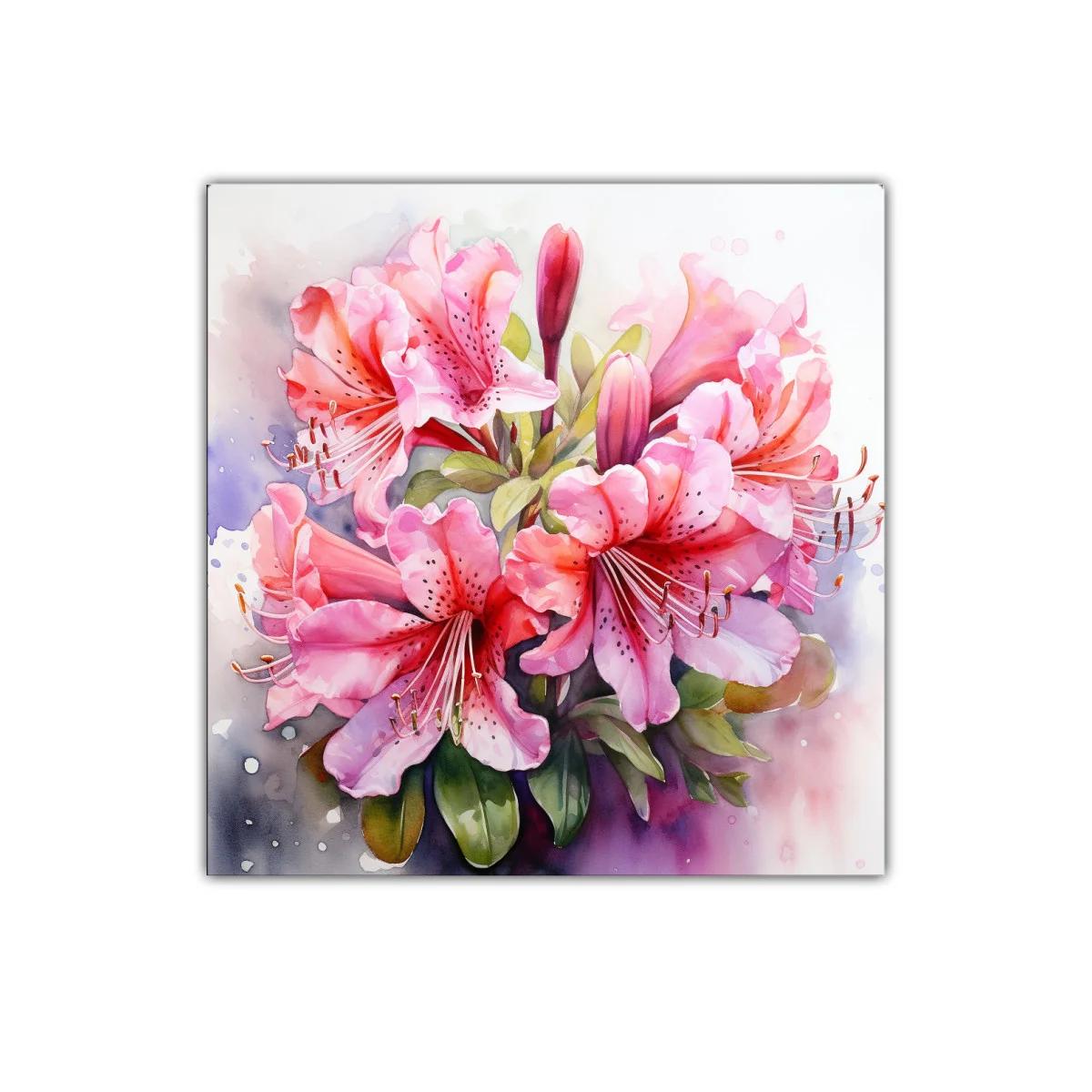 Cuadro decorativo de flores rosas vibrantes y elegantes