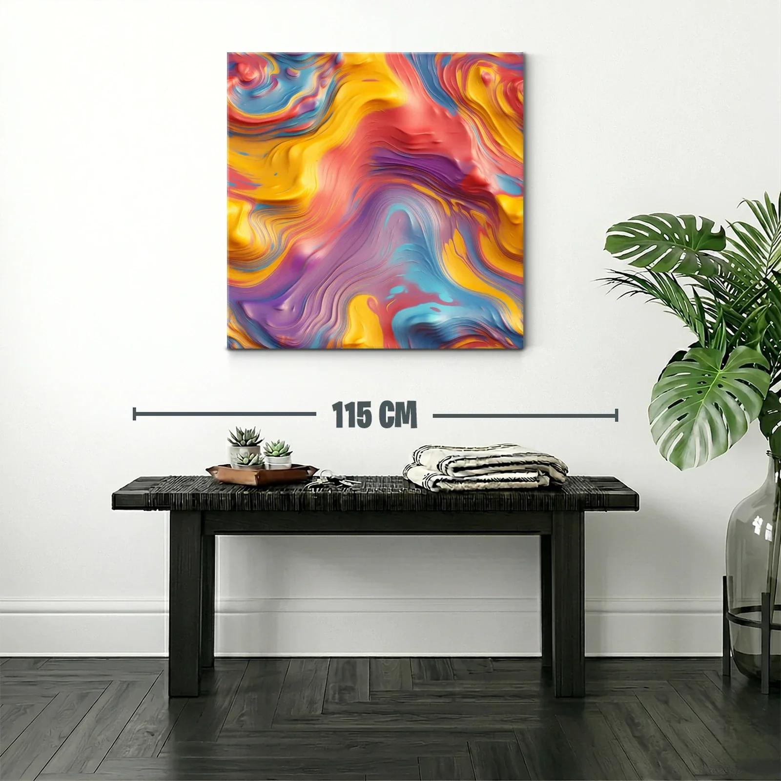 Cuadro abstracto con formas fluidas en tonos vibrantes — miniatura 2