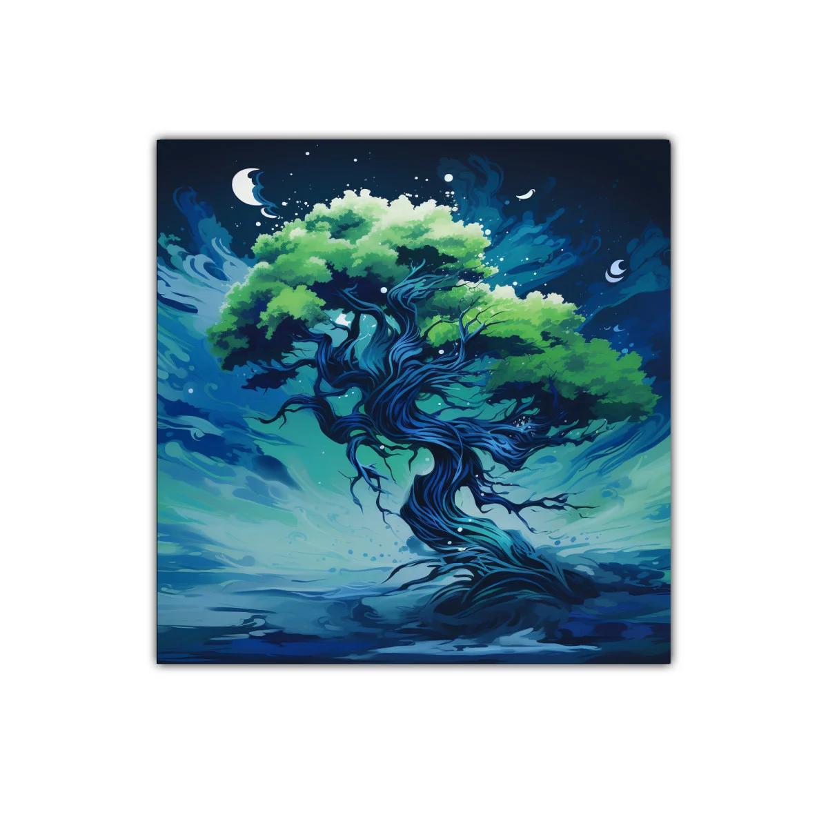 Árbol fantástico con tonos azulados y verdes vibrantes — imagen principal