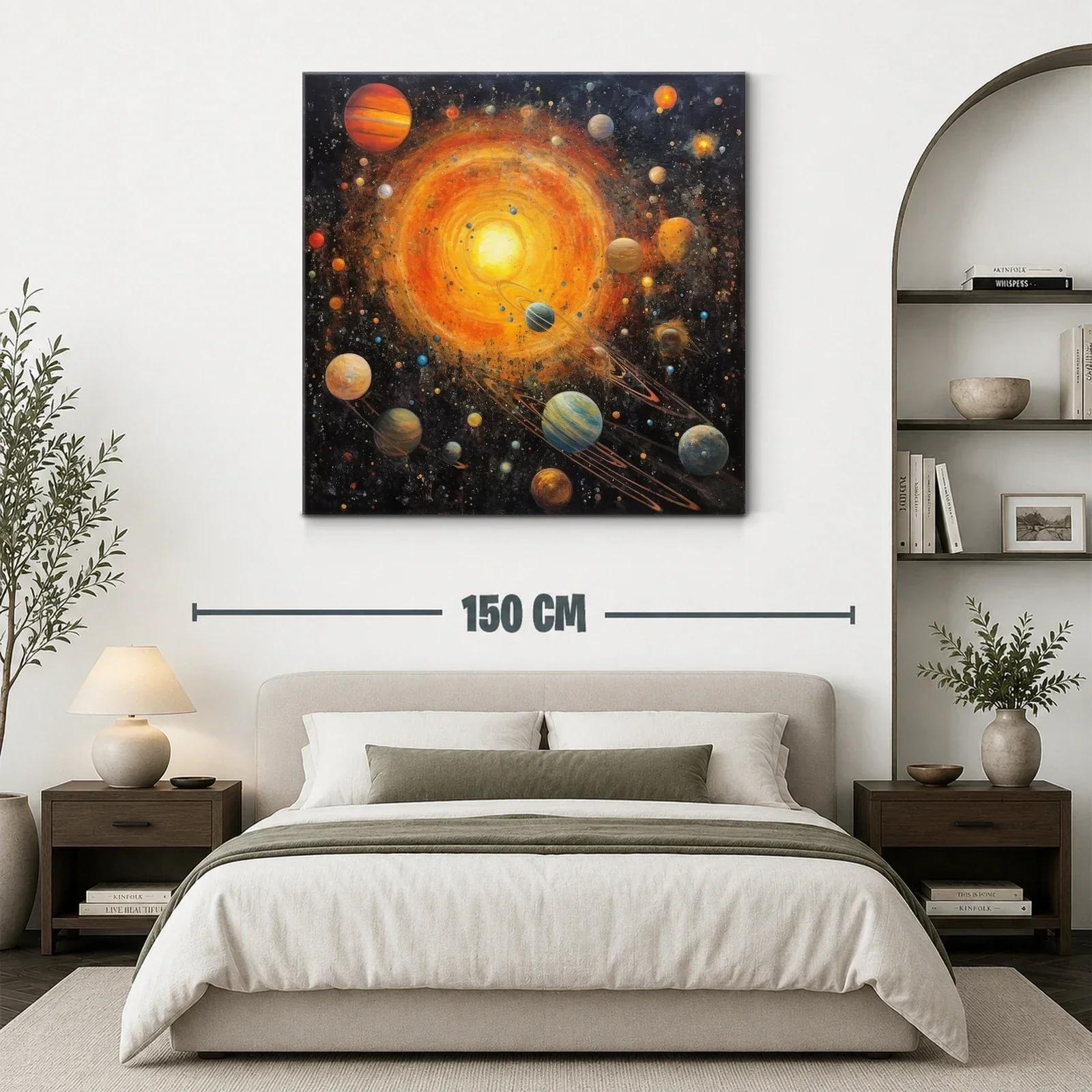 Cuadro Galaxia Vibrante con Planetas y Sol Radiante — miniatura 3
