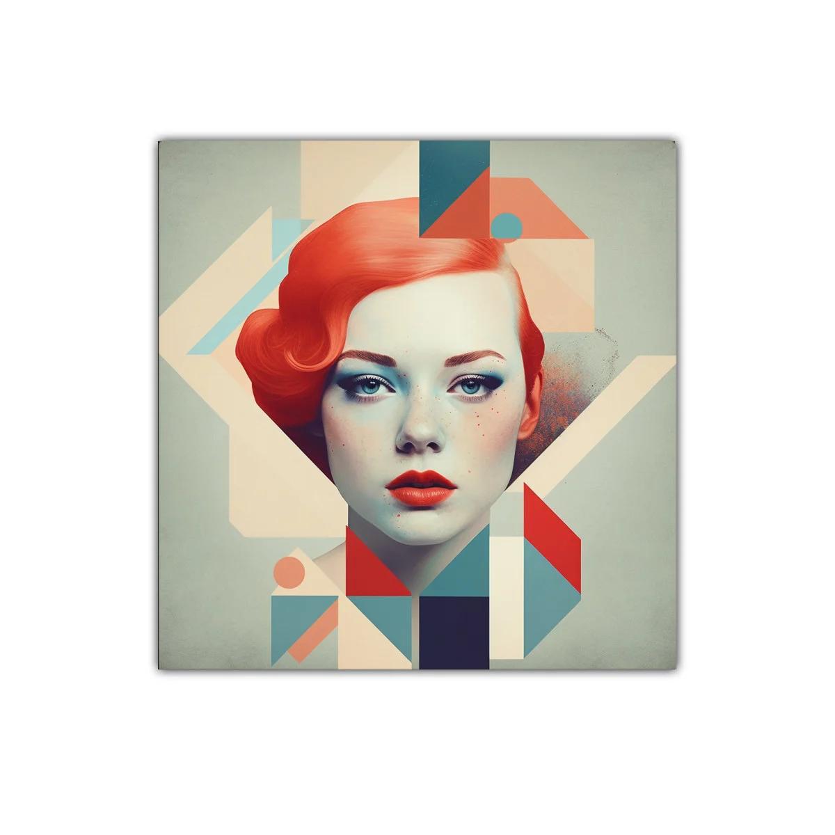 Retrato femenino con geometría y tonos vibrantes — imagen principal