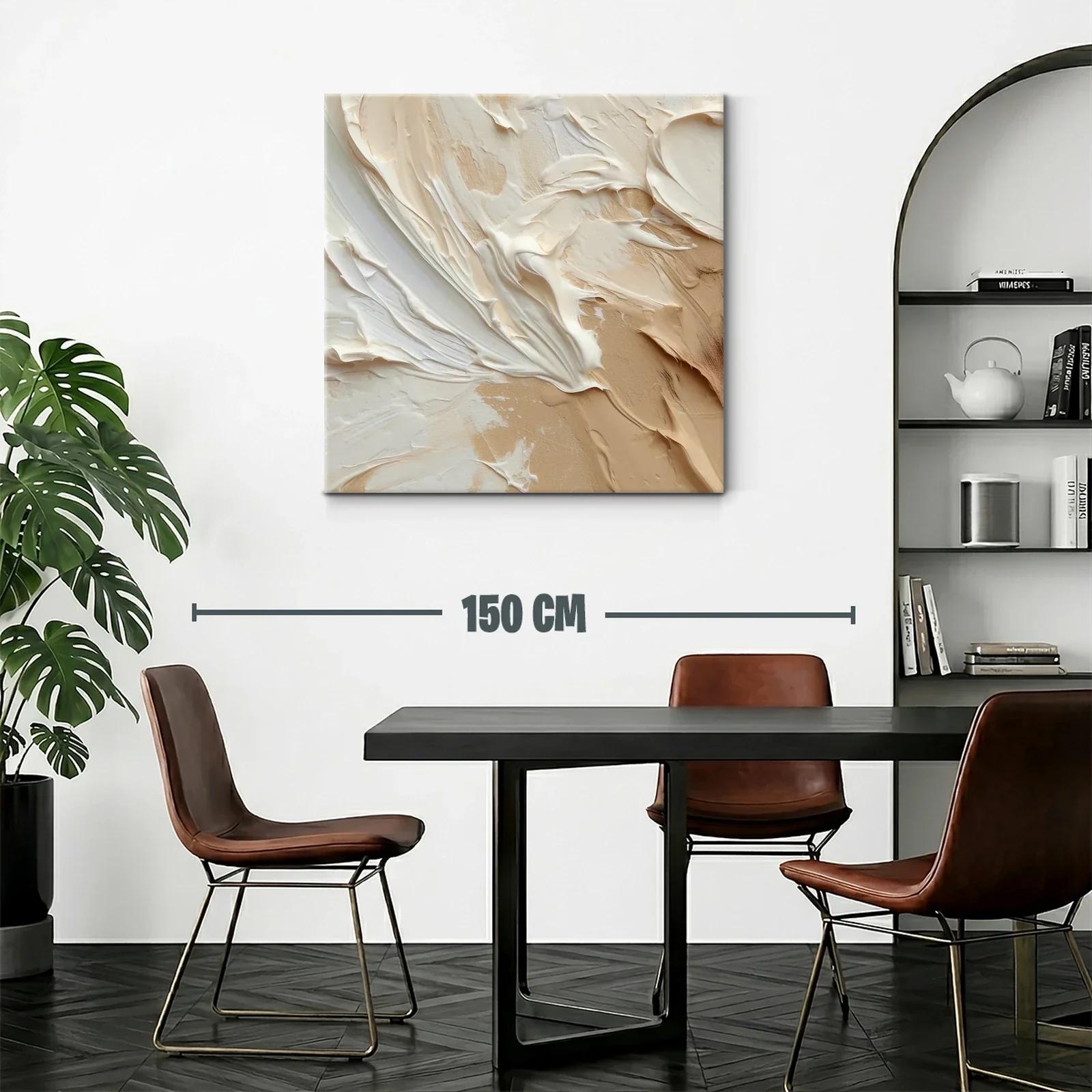 Cuadro abstracto en tonos beige y crema para ambientes cálidos — miniatura 2