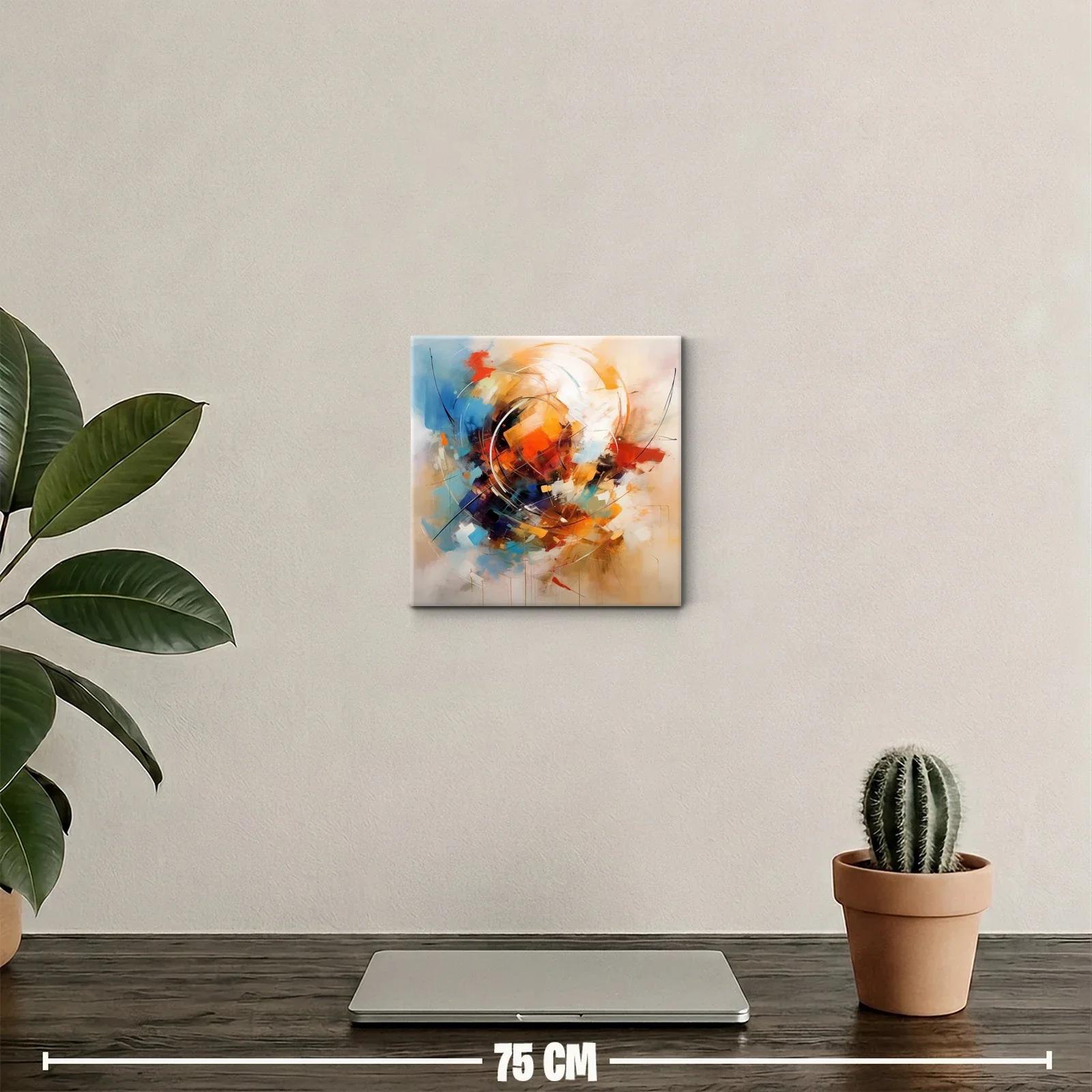 Composición abstracta en tonos cálidos y fríos vibrantes — miniatura 2
