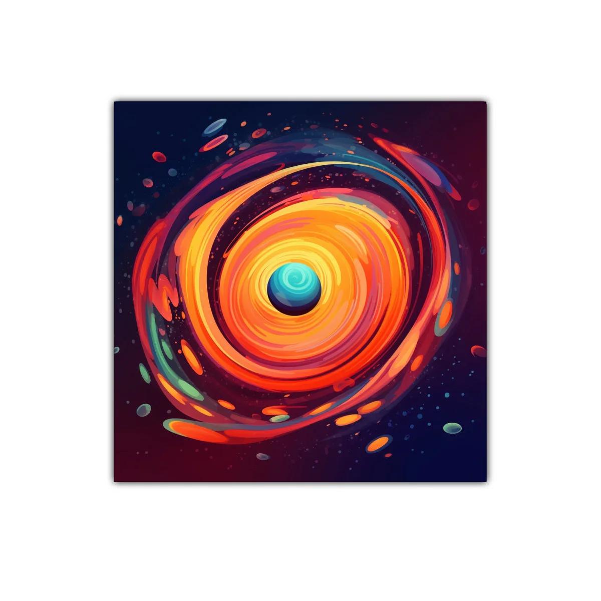 Cuadro abstracto con espiral de colores vibrantes y energía dinámica