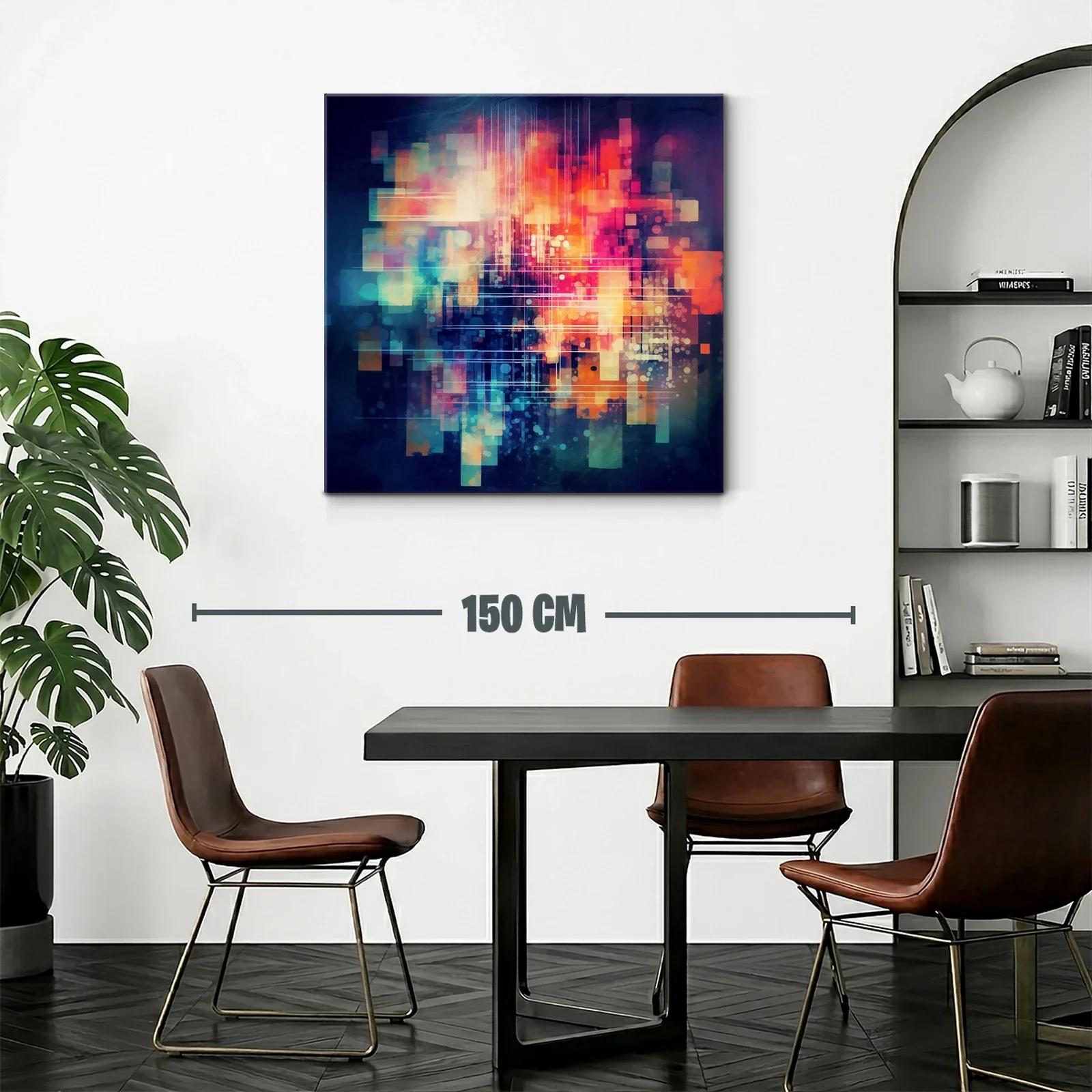 Composición abstracta en tonos cálidos y fríos vibrantes — miniatura 2