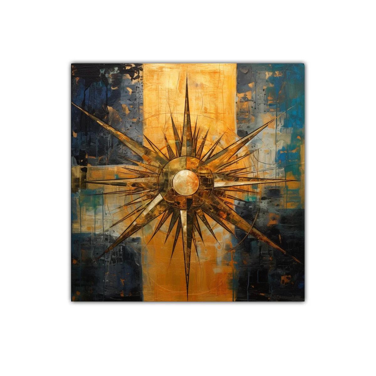 Cuadro decorativo estrella dorada sobre fondo abstracto — imagen principal
