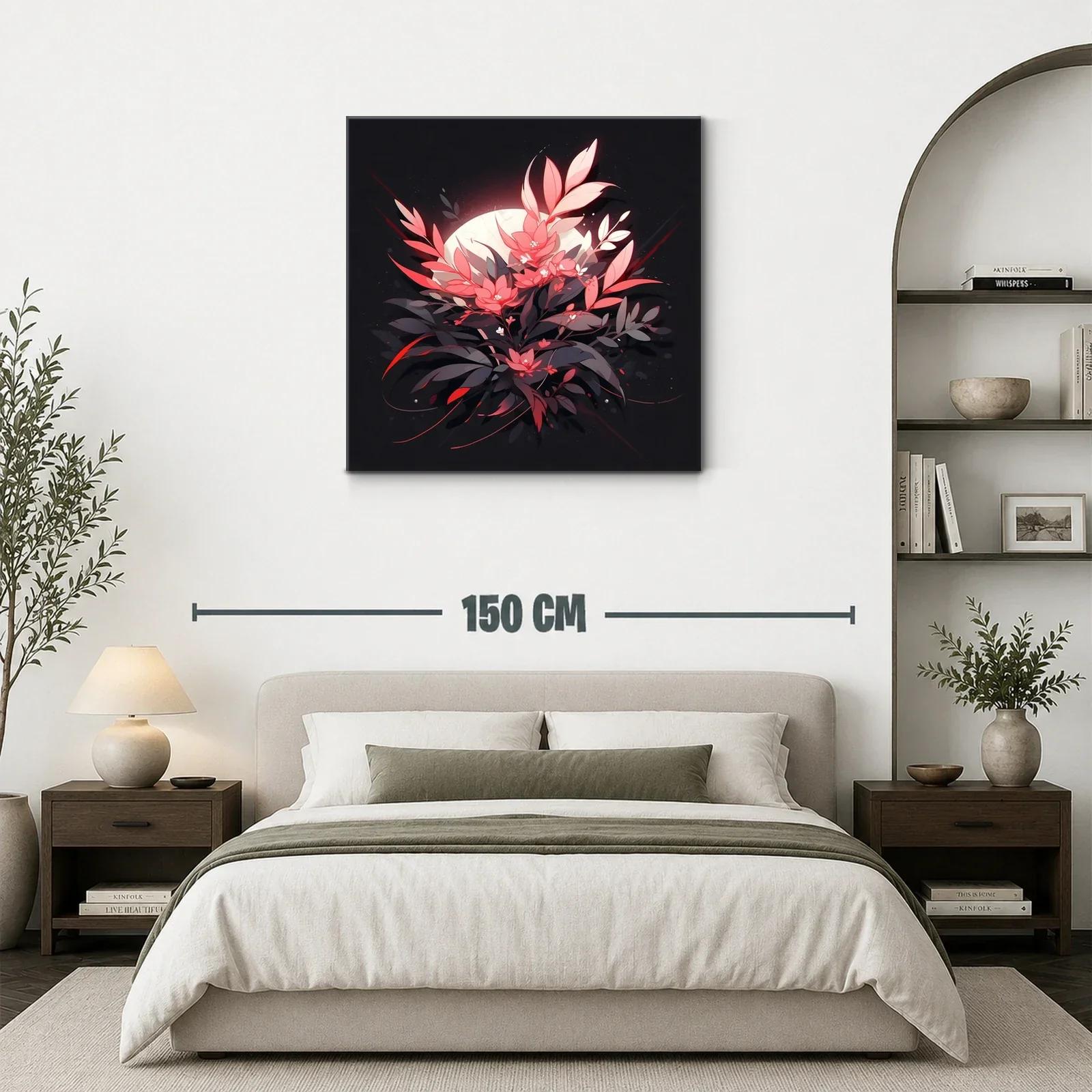 Cuadro floral luminoso con contraste en tonos rojos y negros — miniatura 3
