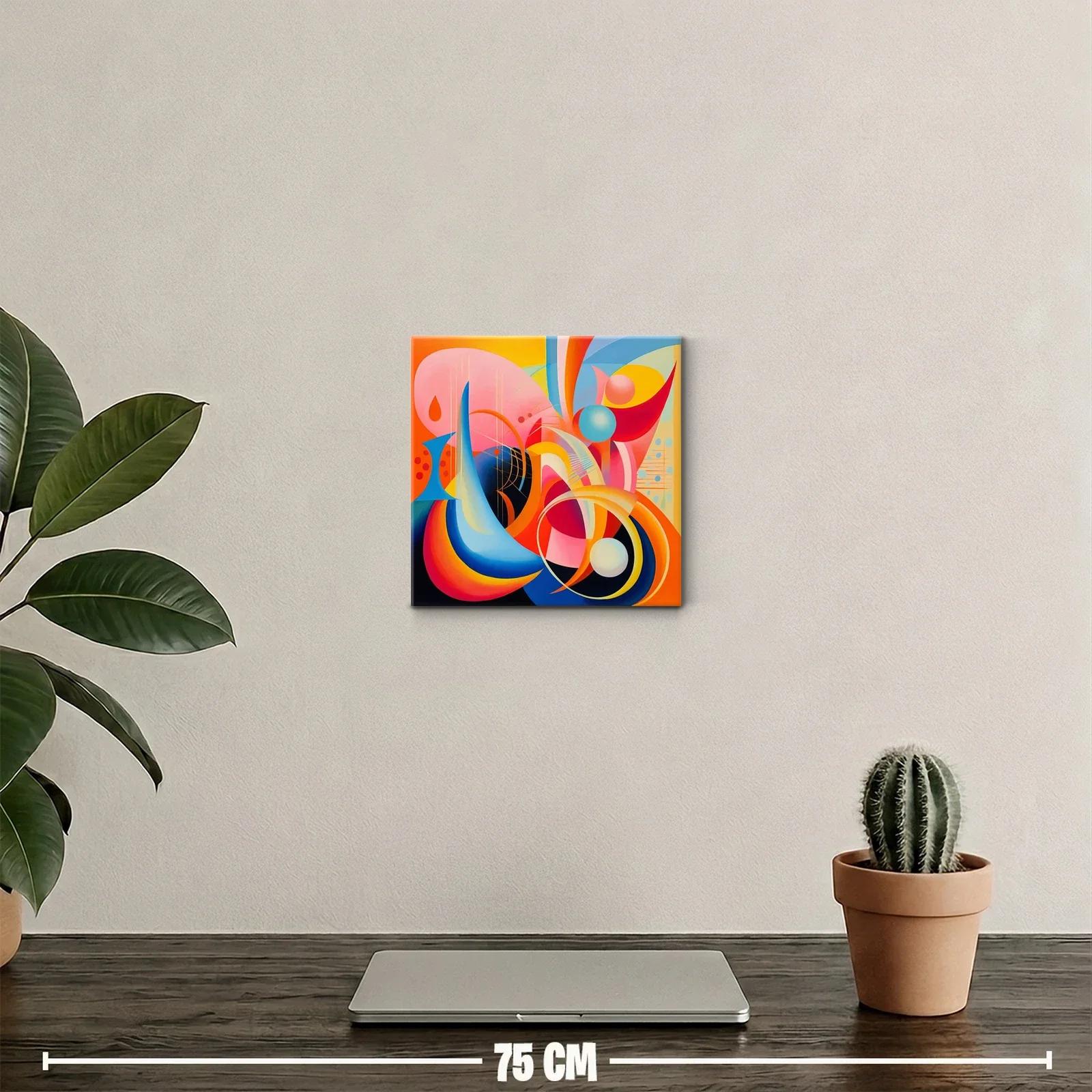 Cuadro abstracto vibrante con formas y colores intensos — miniatura 2