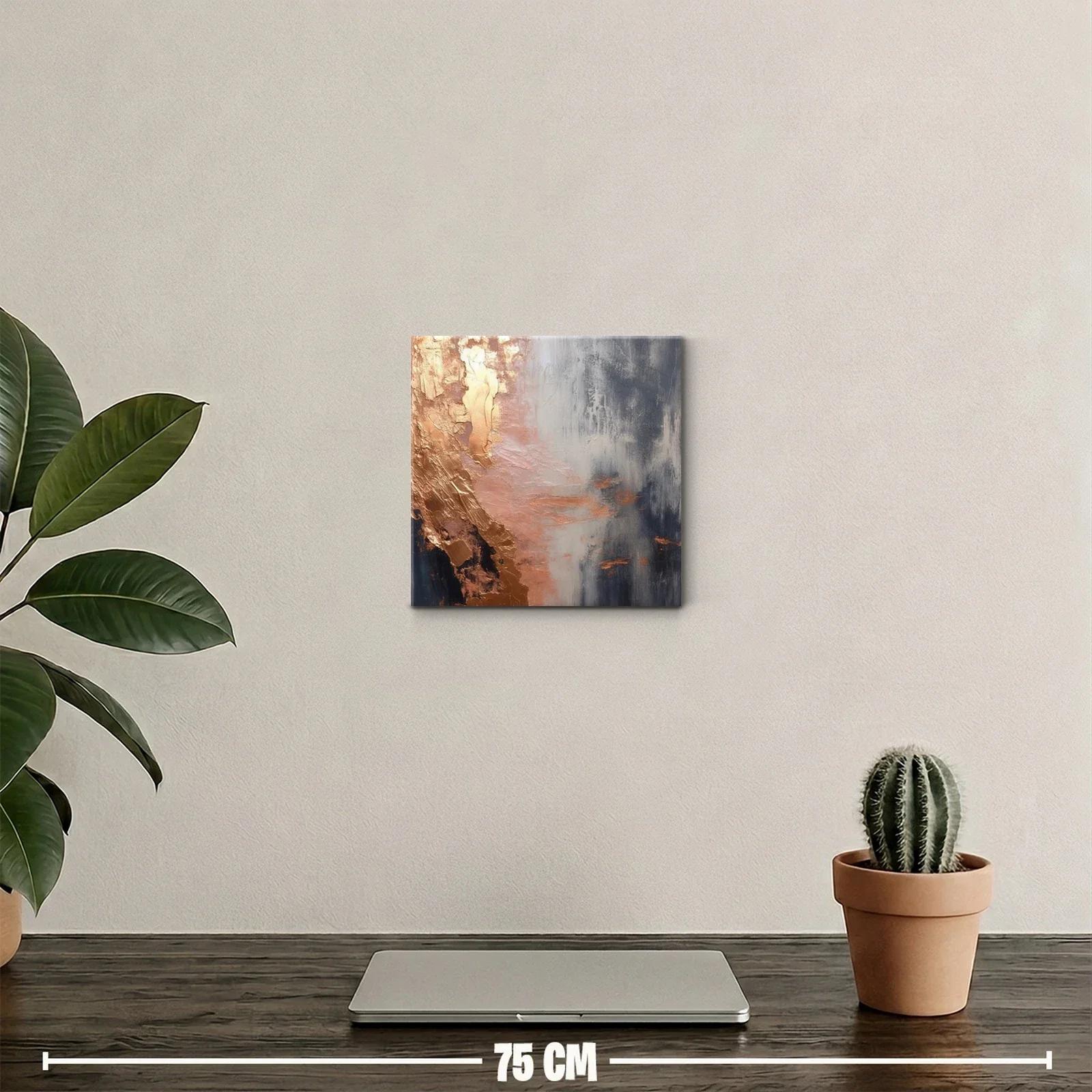 Cuadro abstracto con tonos dorados y grises para decoración moderna — miniatura 2