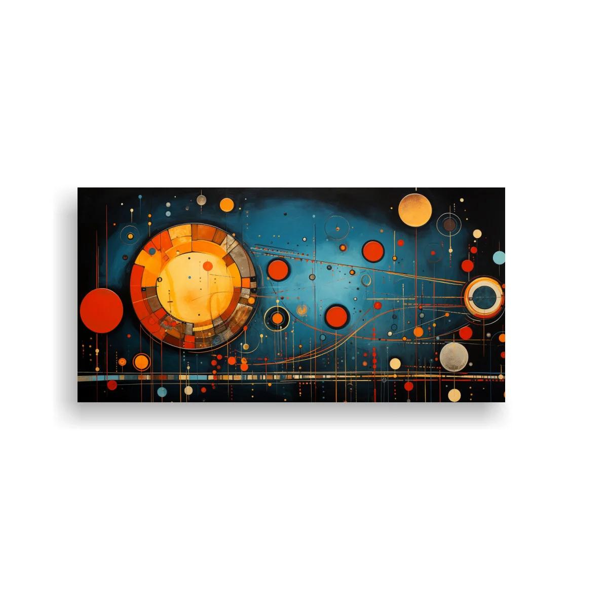Cuadro cosmos geométrico con gran disco segmentado — imagen principal