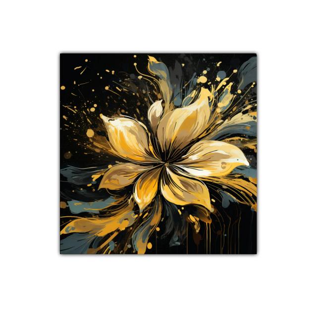 Flor Dorada Abstracta en Explosión Dinámica