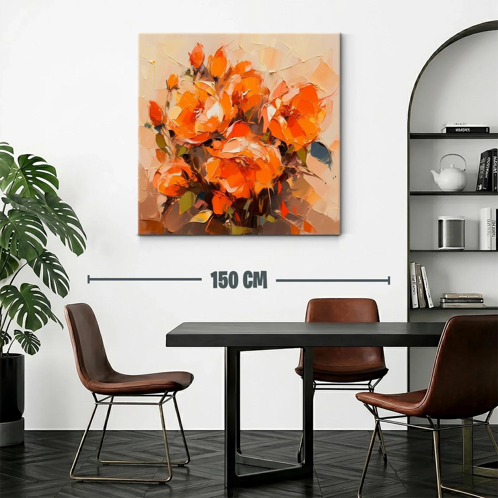Cuadro de flores vibrantes en tonos cálidos y anaranjados — miniatura 2