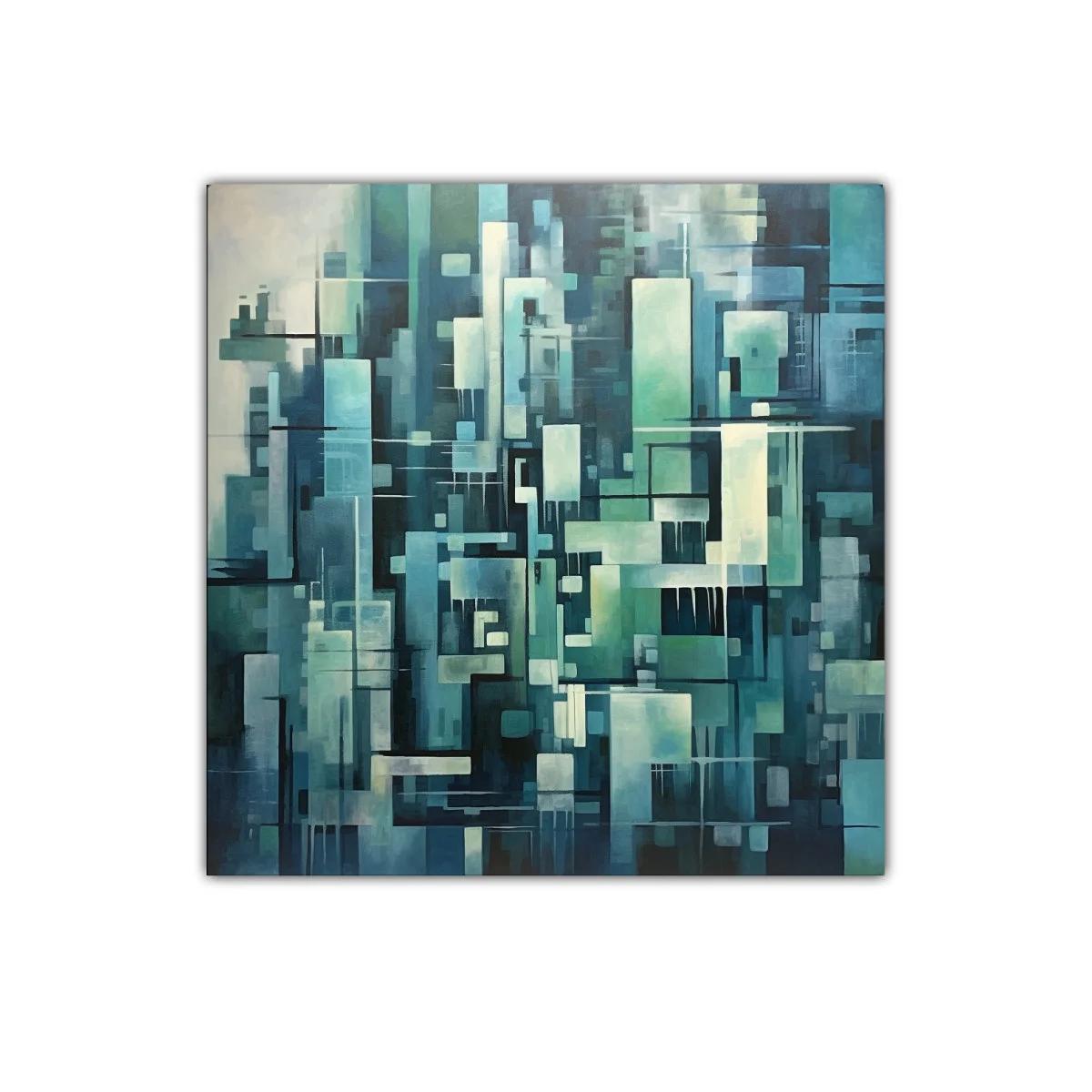 Composición abstracta geométrica en tonos azules y verdes — imagen principal