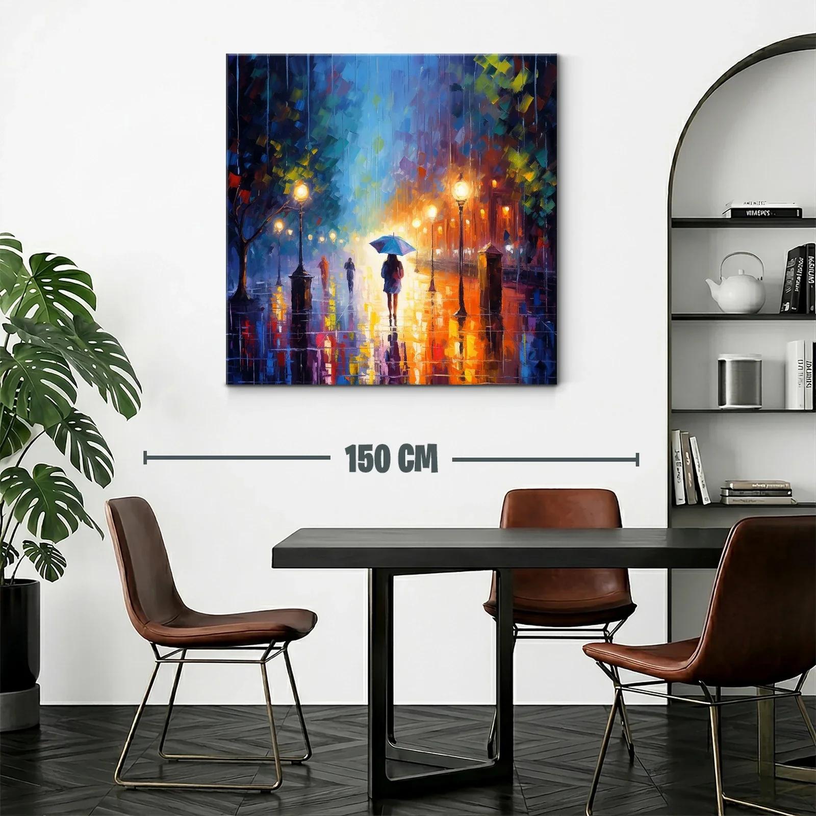 Camino urbano nocturno con luces y lluvia vibrante — miniatura 2