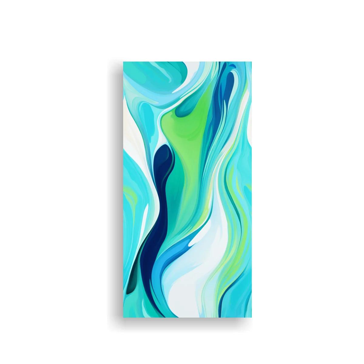 Cuadro formas fluidas onduladas con turquesa y azul marino