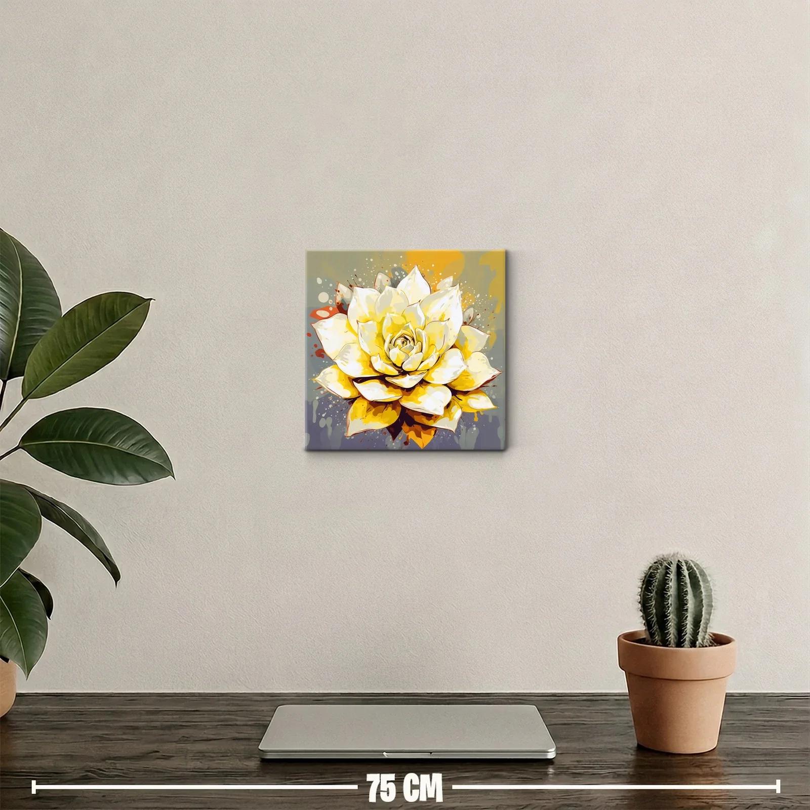 Cuadro decorativo flor amarilla con toque artístico moderno — miniatura 2