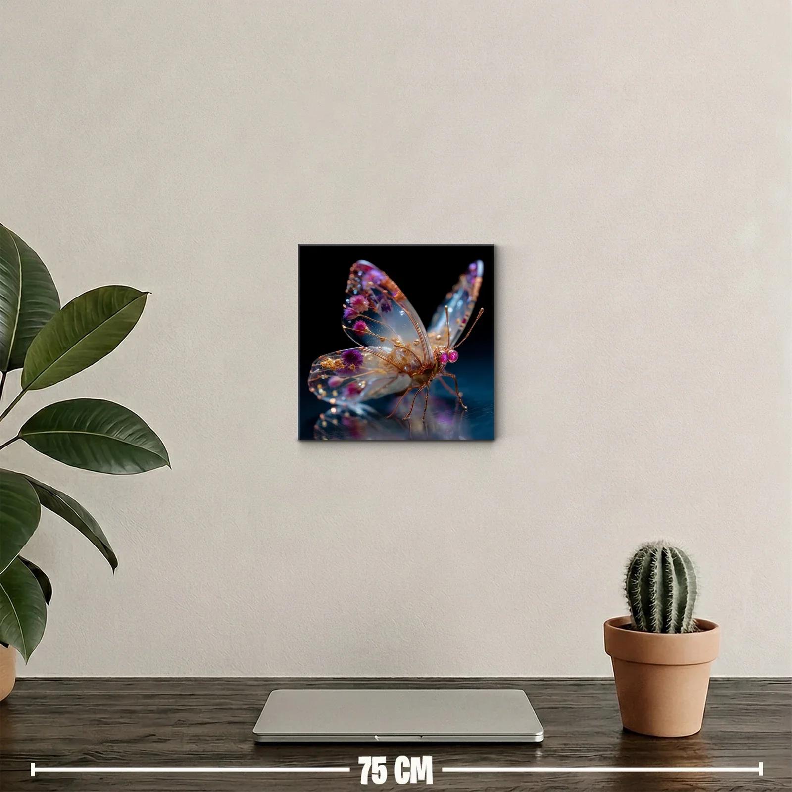 Mariposa etérea con detalles florales en tonos púrpura y dorado — miniatura 2