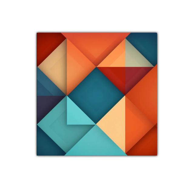 Cuadro decorativo formas geométricas en tonos cálidos y azules