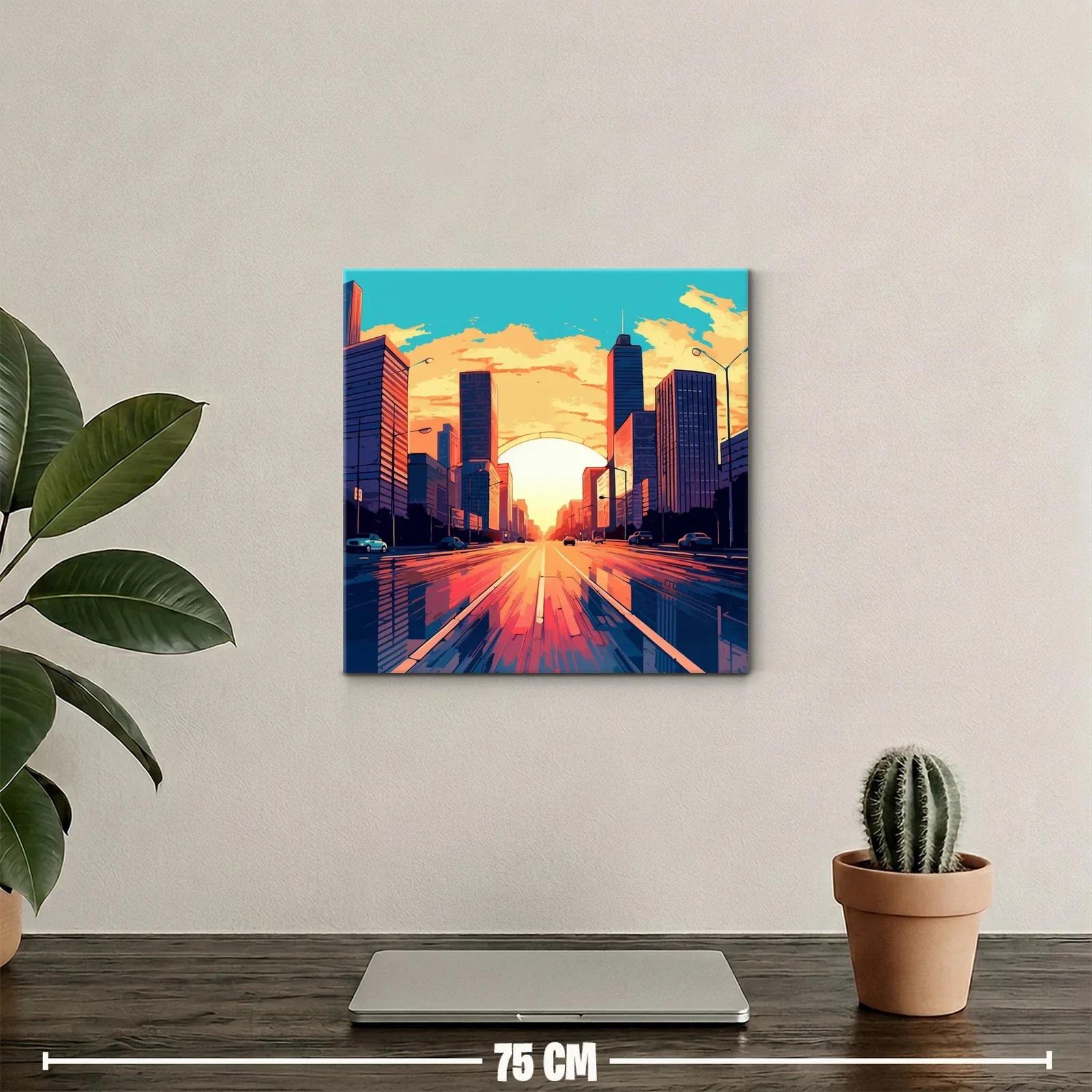 Atardecer urbano con reflejos vibrantes en la ciudad — miniatura 2