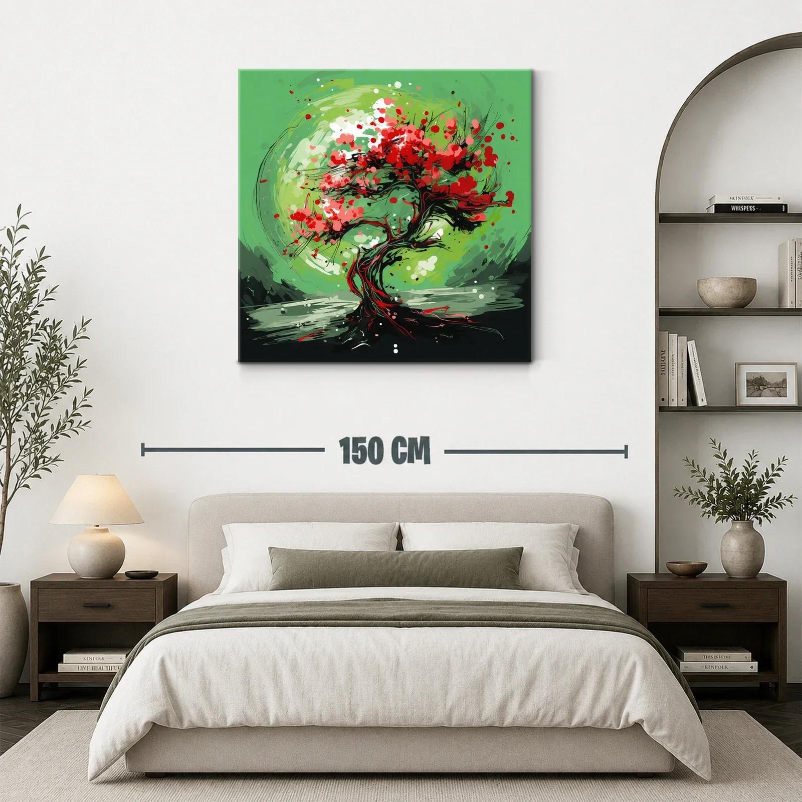 Árbol abstracto con vibrantes tonos verdes y rojos — miniatura 3