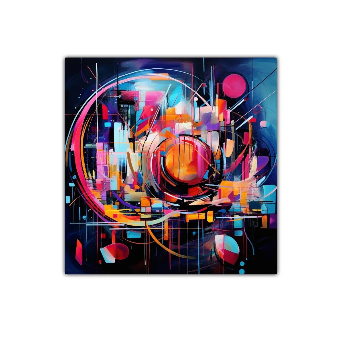 Cuadro abstracto con formas geométricas vibrantes y dinámicas — imagen principal