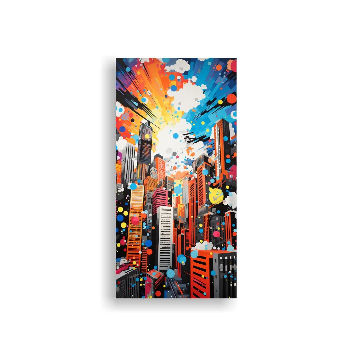 Cuadro rascacielos de ciudad con salpicaduras de color — imagen principal