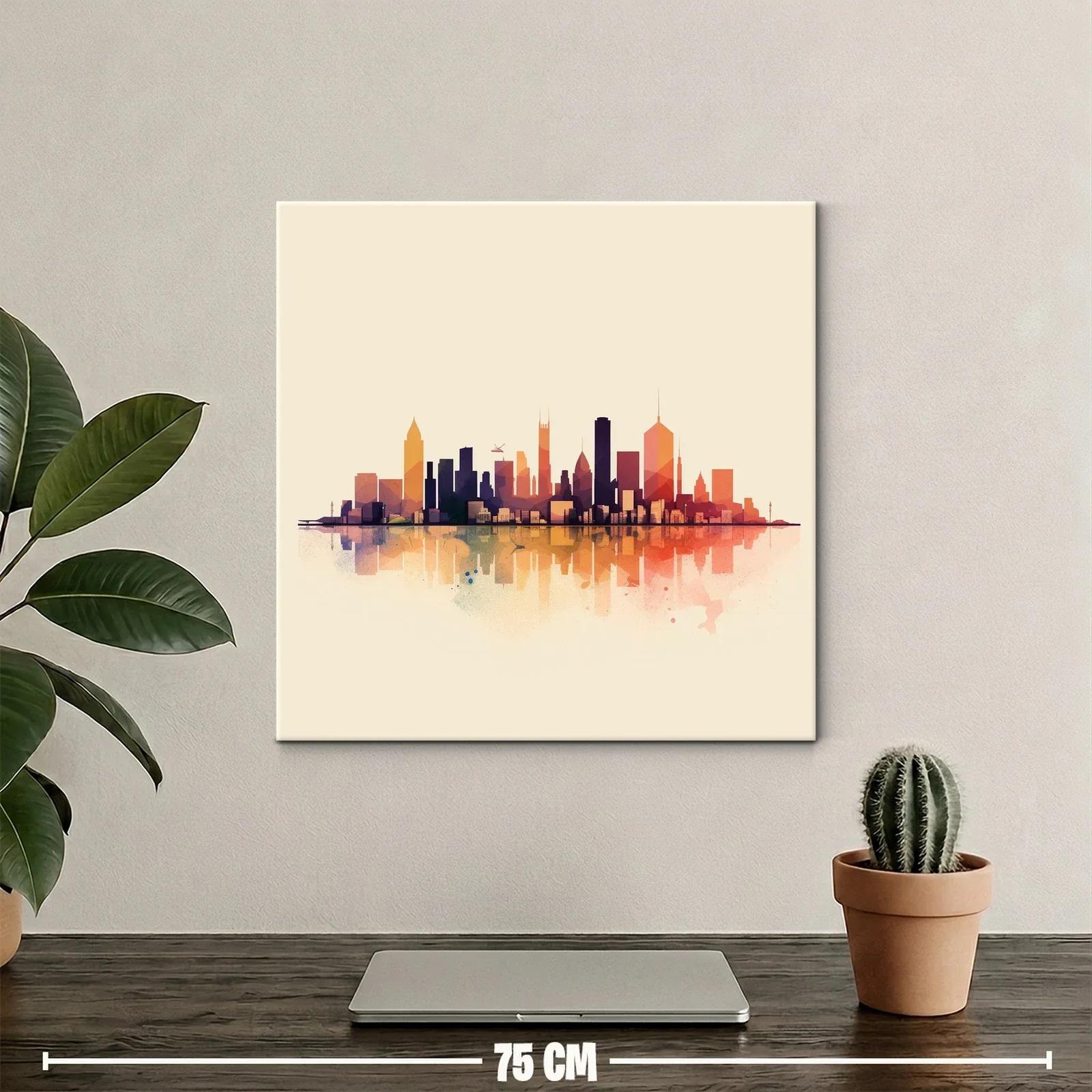 Panorámica urbana con reflejos en tonos cálidos y modernos — miniatura 2