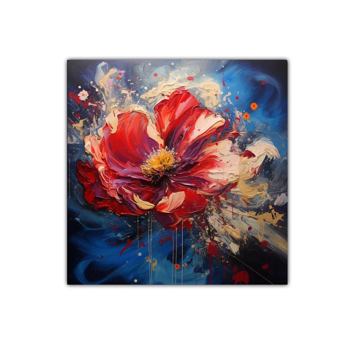 Explosión de flor roja con vibrantes trazos dinámicos — imagen principal