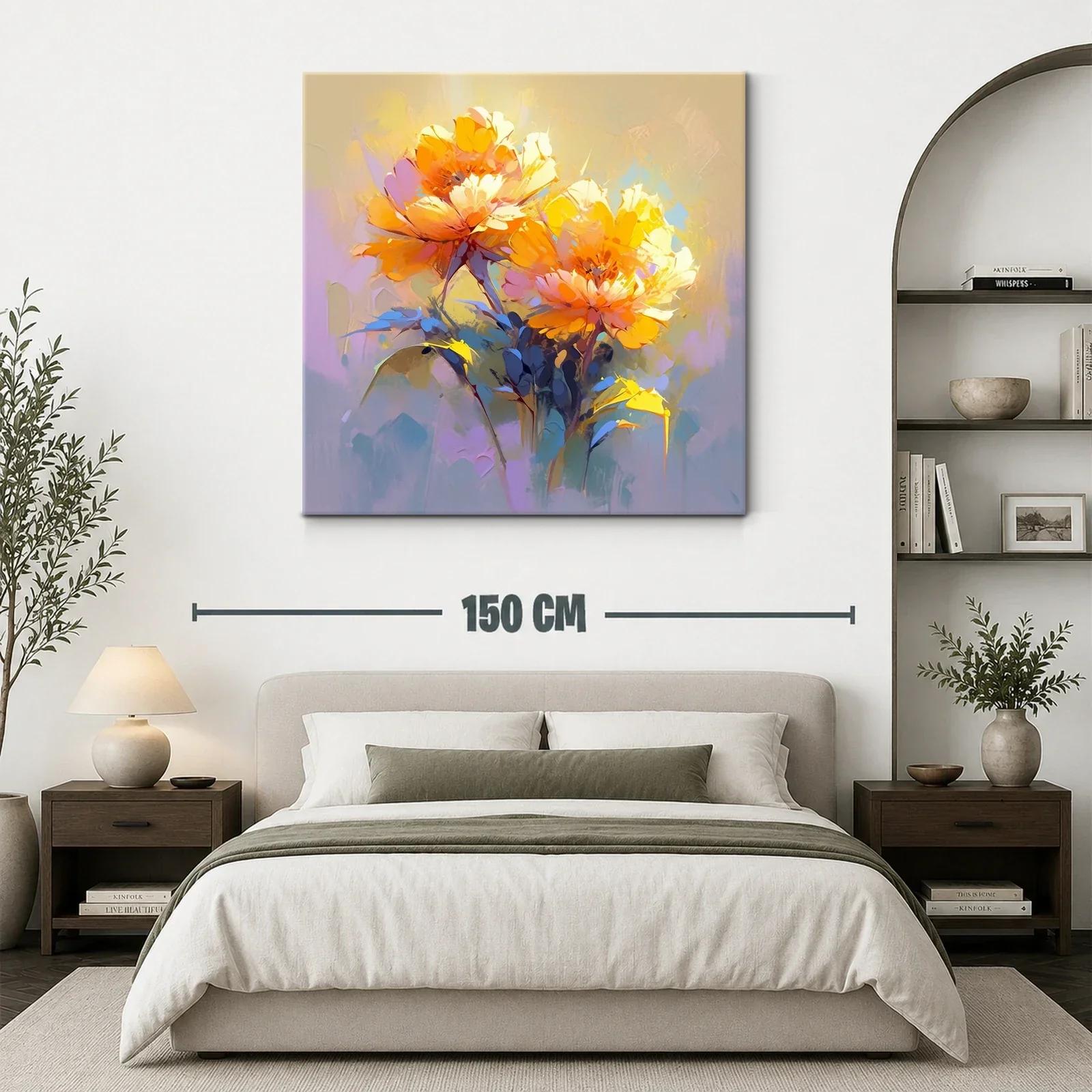 Cuadro con flores vibrantes en tonos cálidos y suaves — miniatura 3