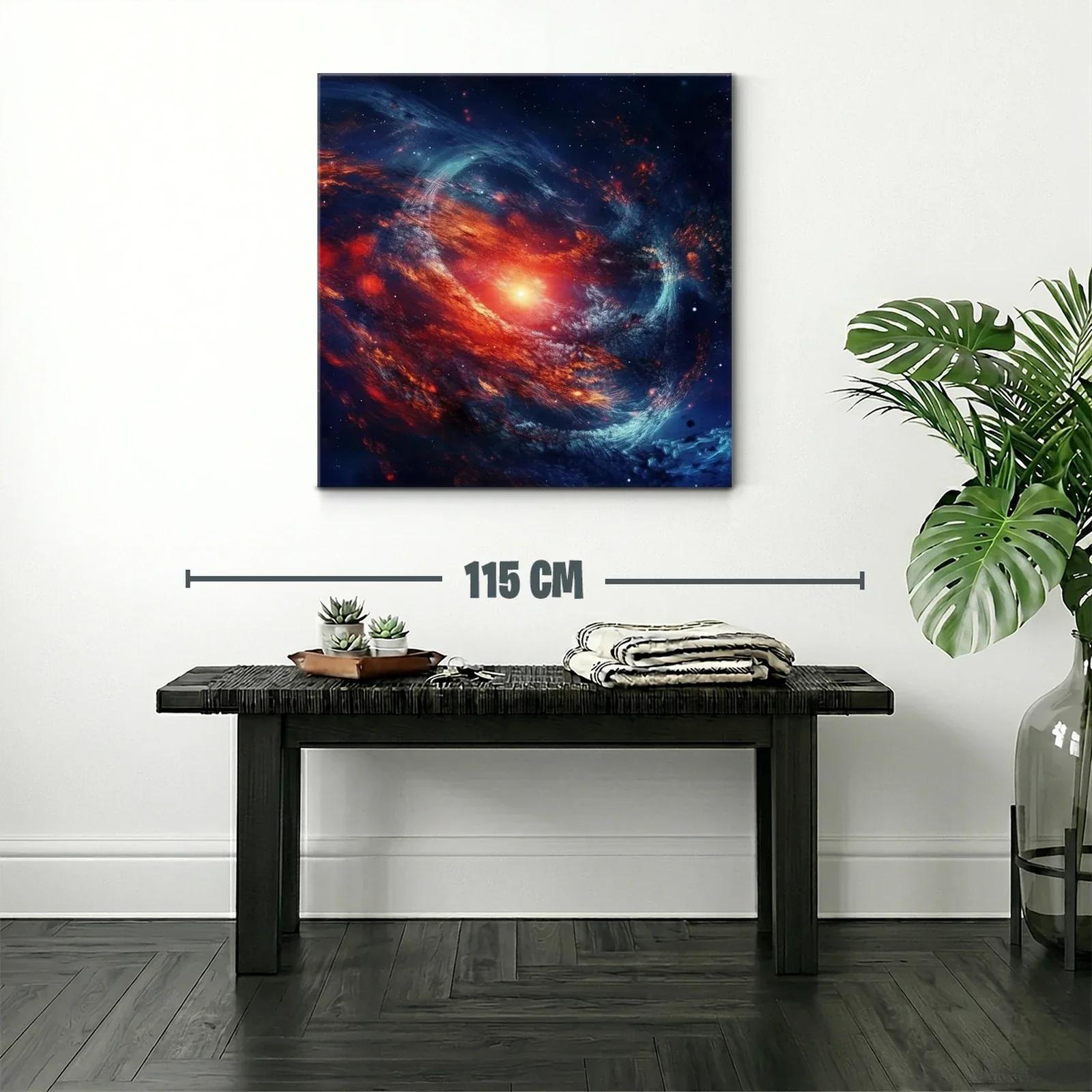 Cuadro artístico de galaxia en vibrantes tonos rojos y azules — miniatura 2