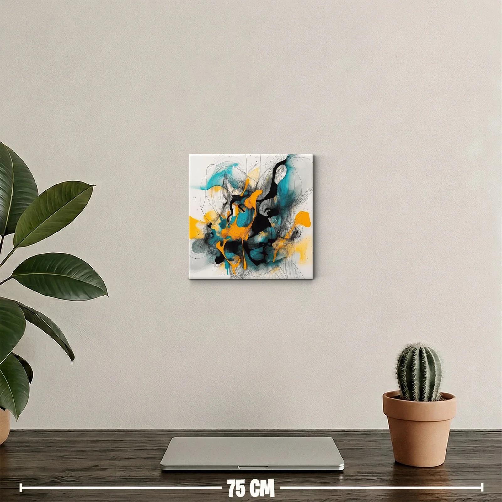 Cuadro abstracto con trazos dinámicos en colores vibrantes — miniatura 2