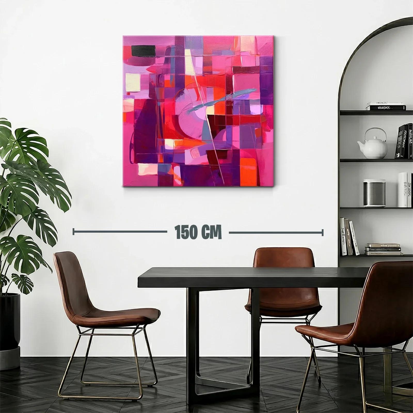 Cuadro Abstracto en Tonos Rosas y Rojos Vibrantes — miniatura 2