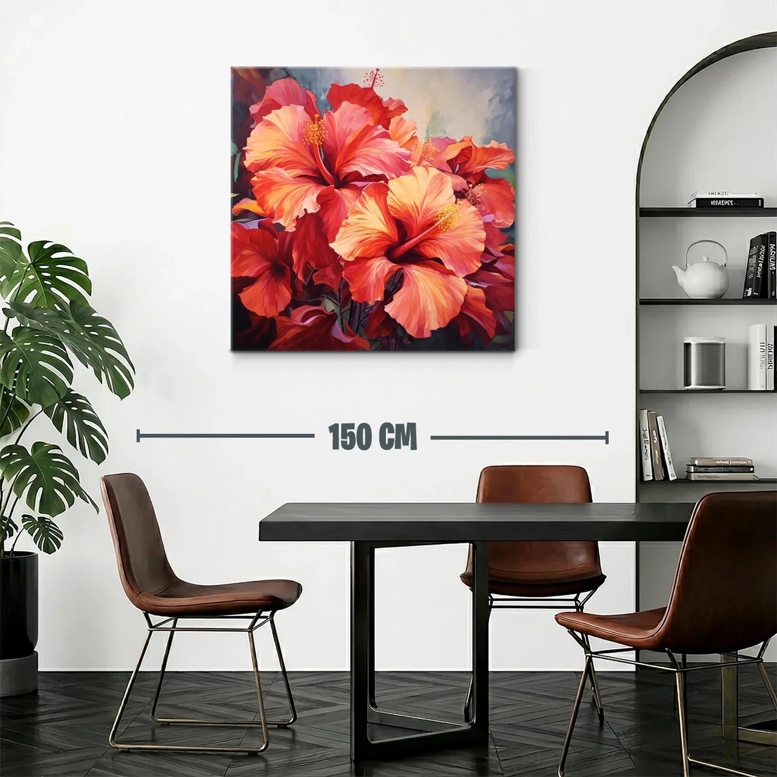 Cuadro de flores vibrantes en tonos rojos y naranjas — miniatura 2