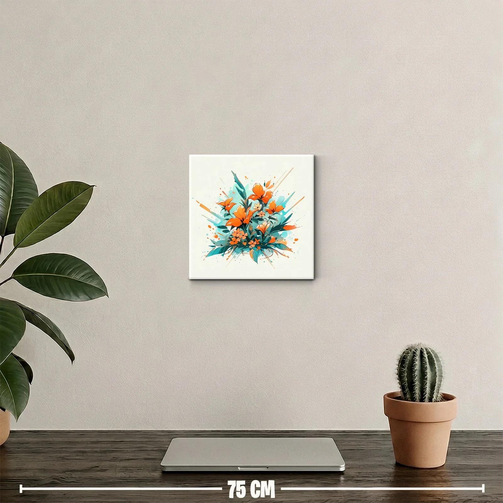 Composición vibrante de flores en tonos naranjas y verdes — miniatura 2
