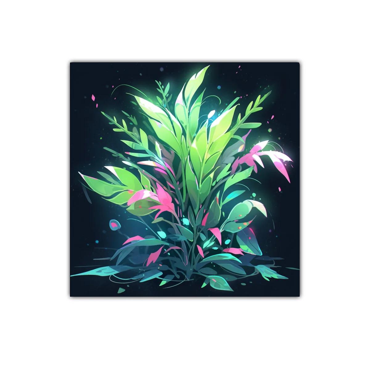 Cuadro decorativo vibrante con follaje iluminado y tonos vibrantes — imagen principal