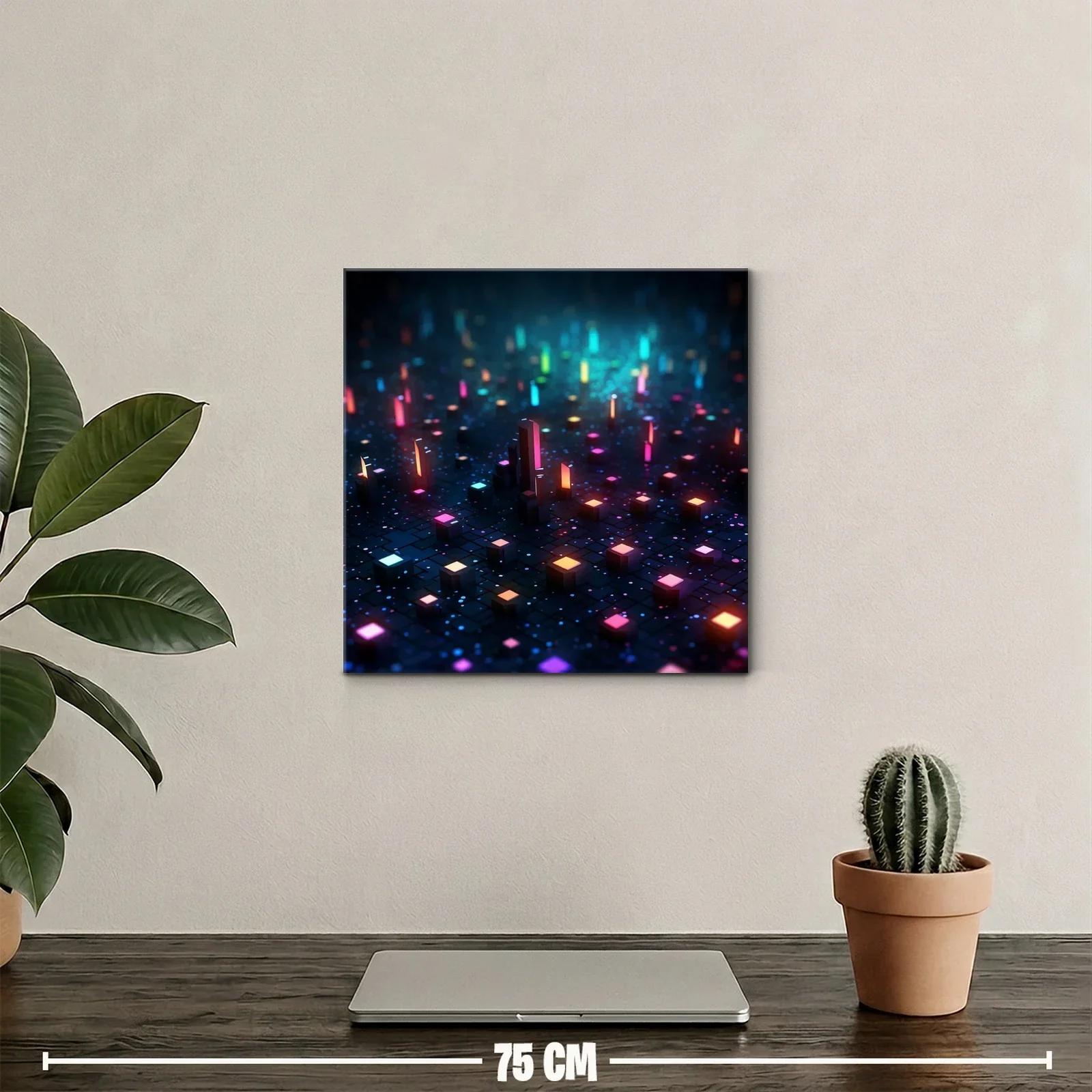 Cuadro abstracto luces de neón sobre fondo oscuro — miniatura 2