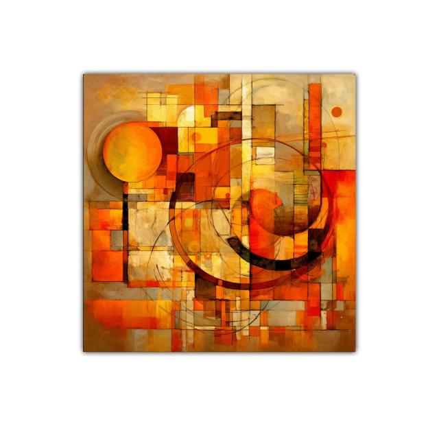 Composición geométrica con tonos cálidos y naranjas vibrantes