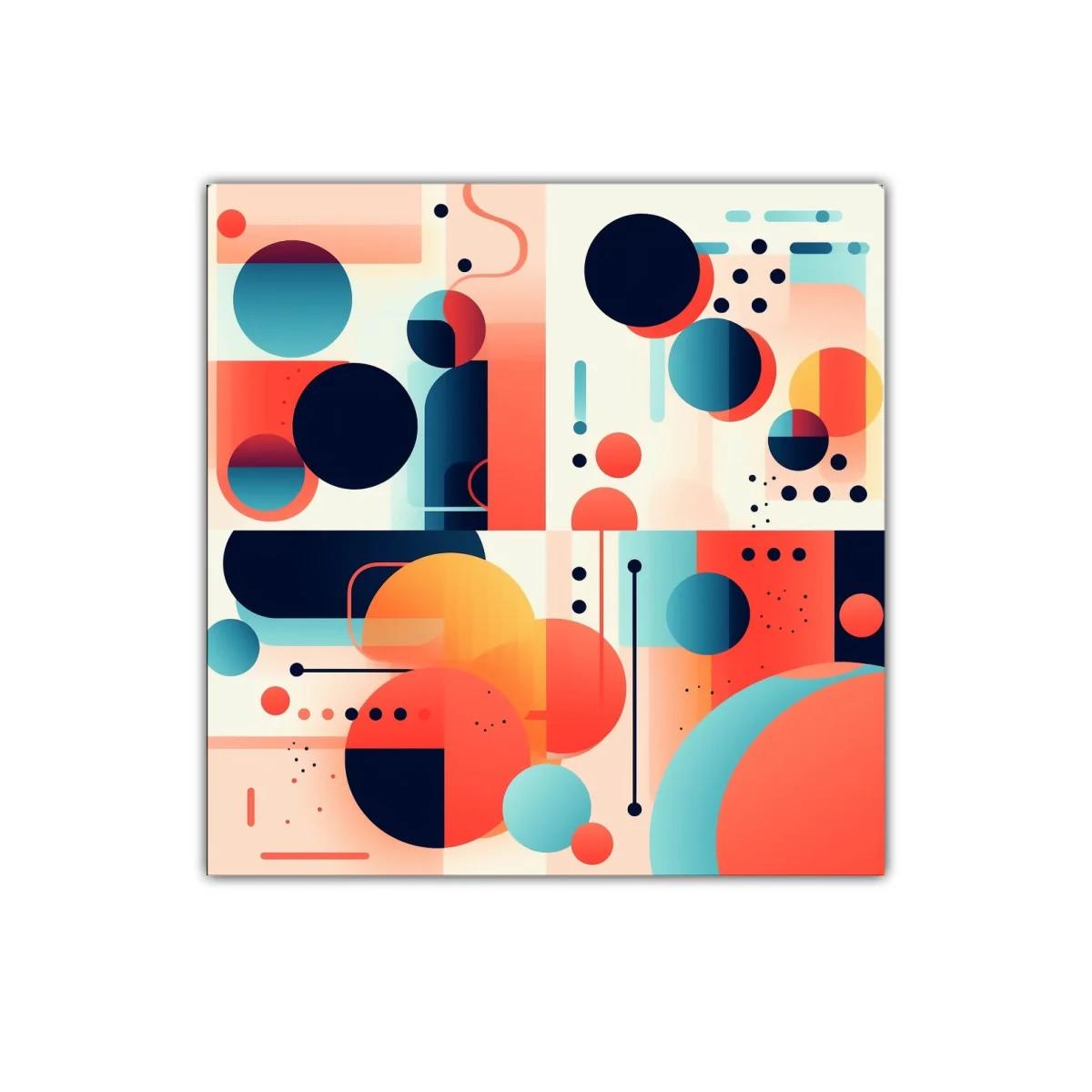 Cuadro abstracto con formas geométricas en colores vivos